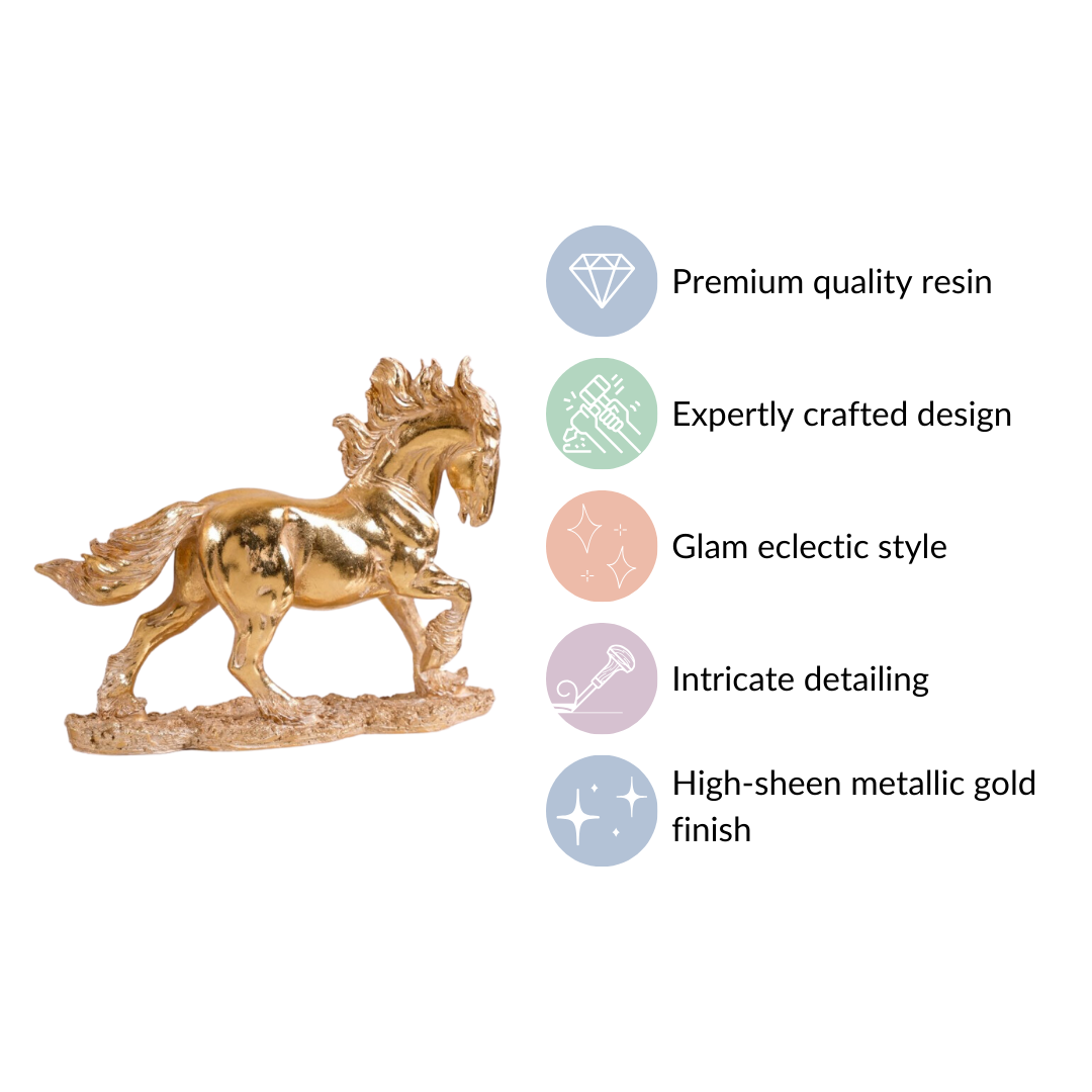Gold Horse Decor Sculpture Nestasia