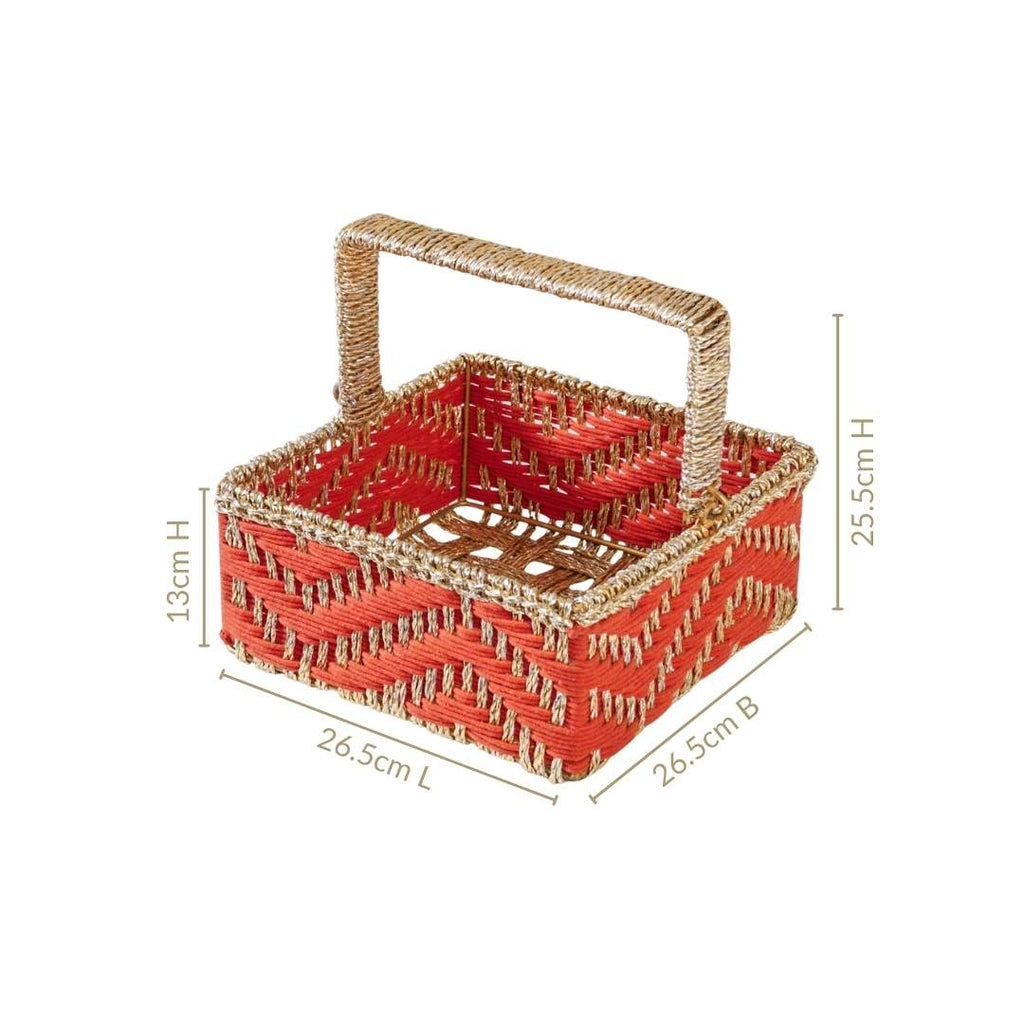 Decorative Handwoven Gift Basket With Handle Orange Nestasia