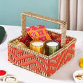 Decorative Handwoven Gift Basket With Handle Orange Nestasia