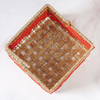 Decorative Handwoven Gift Basket With Handle Orange Nestasia