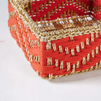Decorative Handwoven Gift Basket With Handle Orange Nestasia
