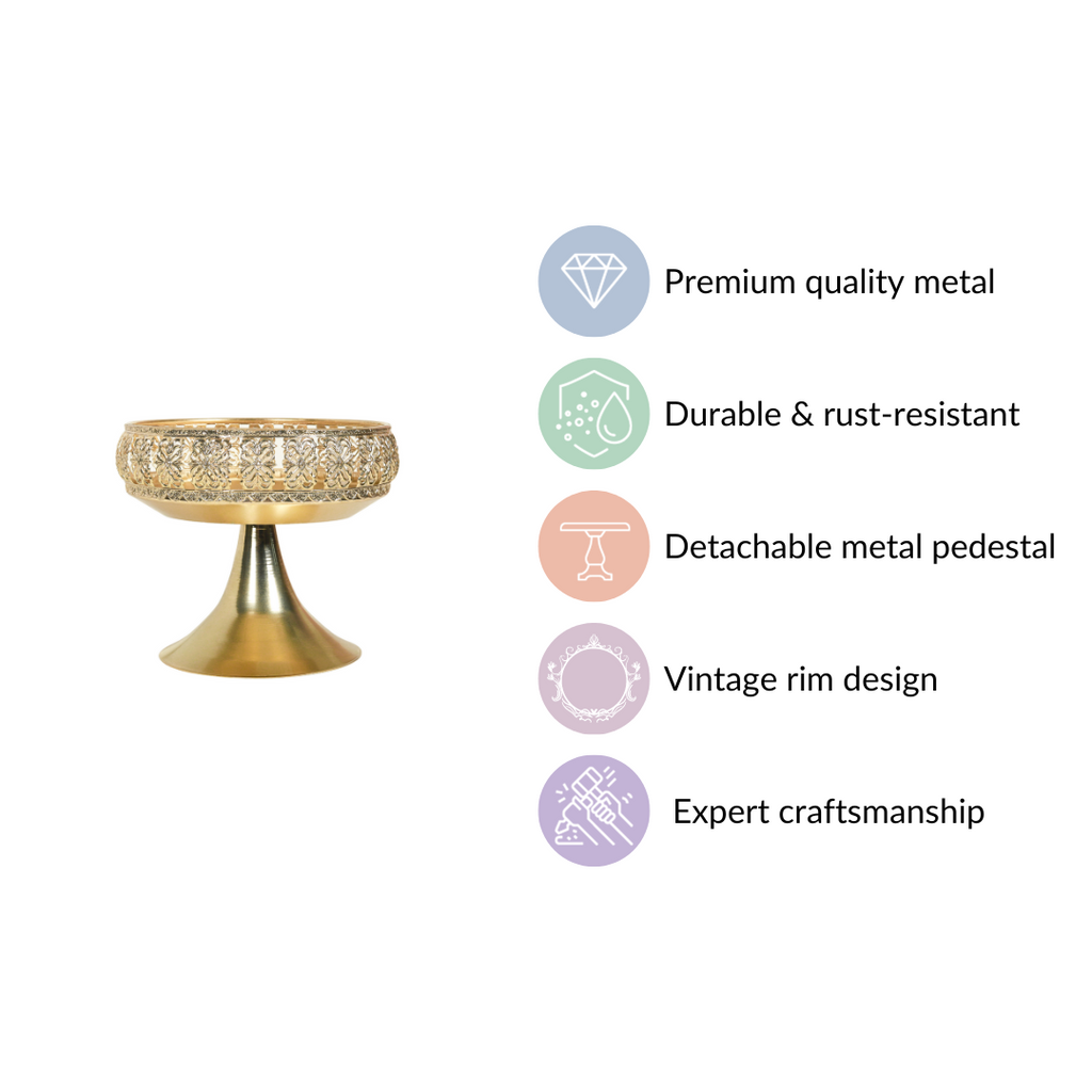 Decorative Bowl With Pedestal Gold Small Nestasia