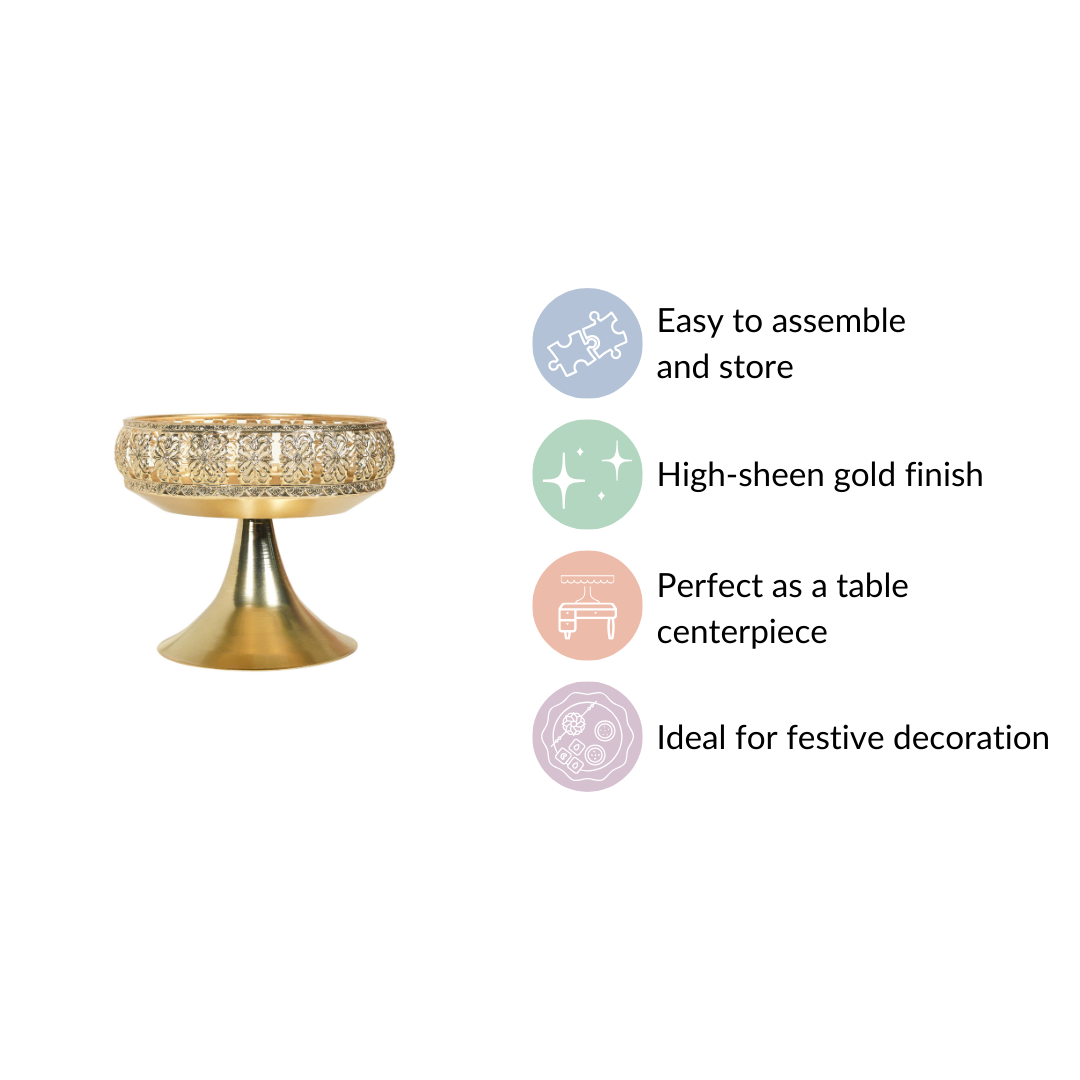 Decorative Bowl With Pedestal Gold Small Nestasia