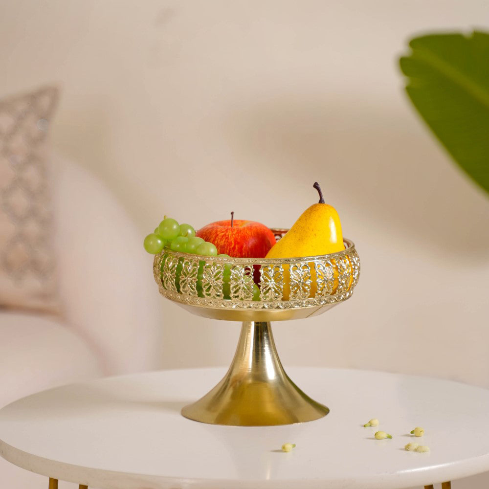 Decorative Bowl With Pedestal Gold Small Nestasia