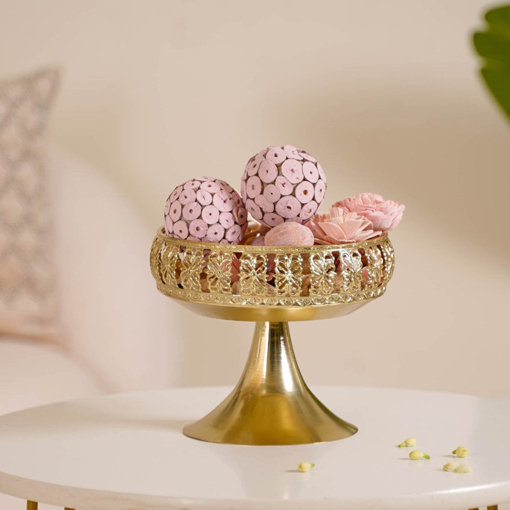 Decorative Bowl With Pedestal Gold Small Nestasia