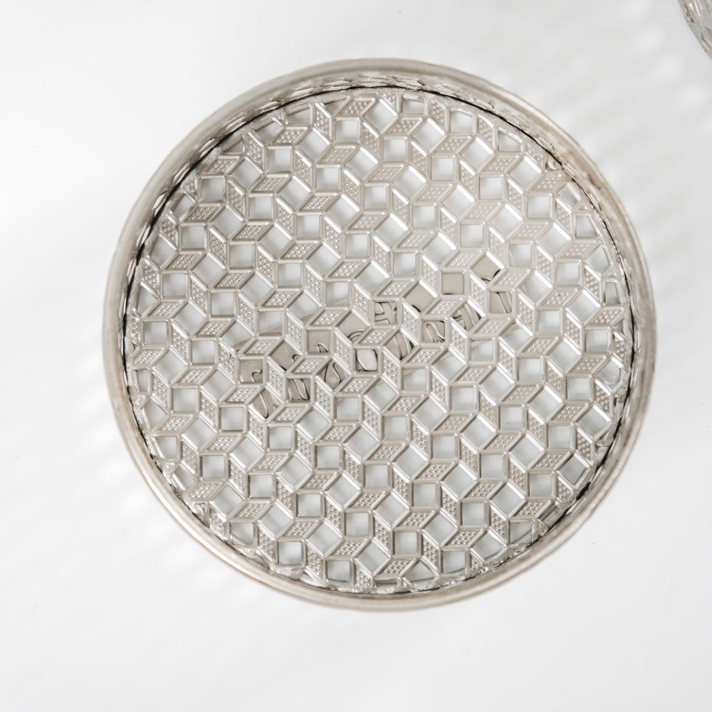 Set Of 2 Round Gift Box Silver Nestasia