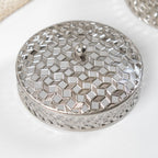 Set Of 2 Round Gift Box Silver Nestasia
