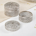 Set Of 2 Round Gift Box Silver Nestasia
