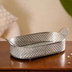 Festive Oval Tray Silver Large Nestasia