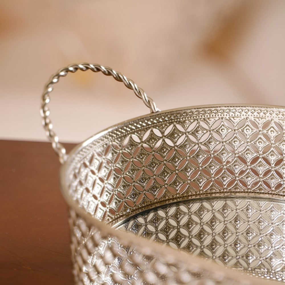 Festive Oval Tray Silver Large Nestasia