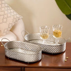 Festive Oval Tray Silver Large Nestasia