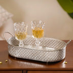 Festive Oval Tray Silver Large Nestasia