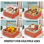 Decorative Handwoven Gift Basket With Handle Orange Nestasia