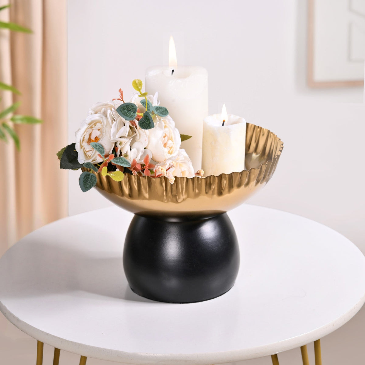 Luxe Round Decorative Bowl With Pedestal Nestasia