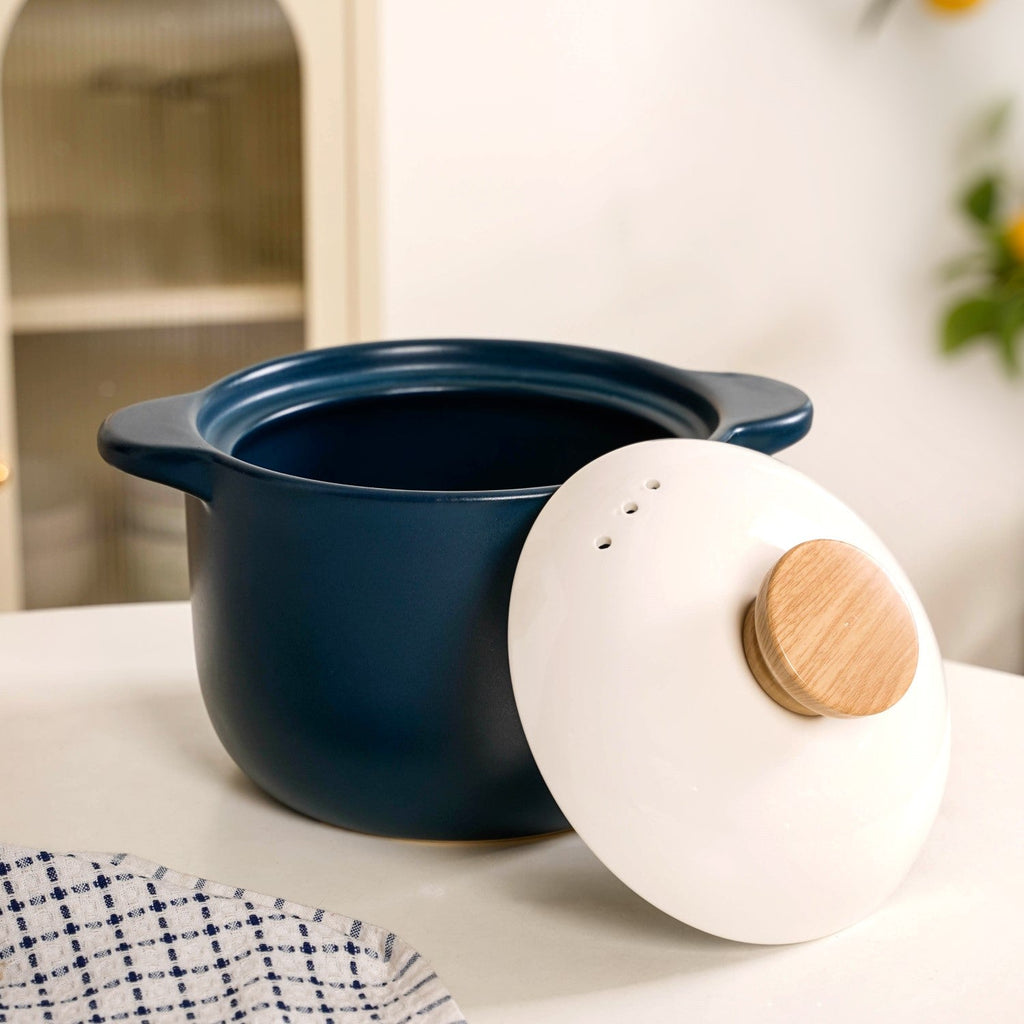 Cera Deep Ceramic Stew Pot Teal 3700ml Nestasia