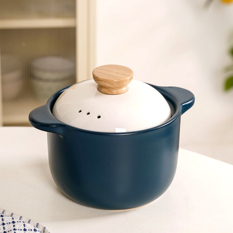 Cera Deep Ceramic Stew Pot Teal 3700ml Nestasia