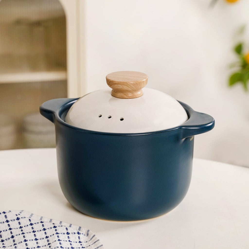 Cera Deep Ceramic Stew Pot Teal 3700ml Nestasia