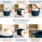 Cera Deep Ceramic Stew Pot Teal 3700ml Nestasia