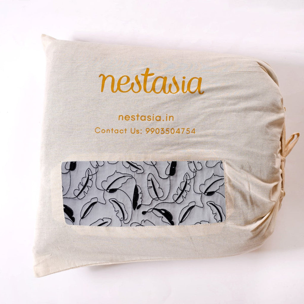 Designer King Size Bed Cover Grey Nestasia