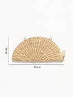 Handmade Seagrass Half Moon Clutch
