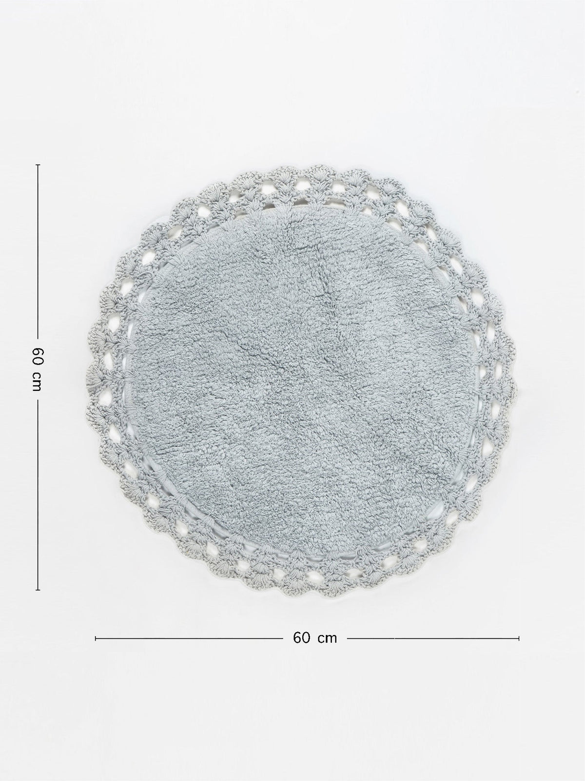 Soft Beige Handloom Cotton Round Bath Mat For Home