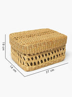 Artisan Seagrass Lid Box for Jewelry, Belts & Scarves