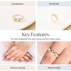 Dewdrop On Leaf Pearl Accent Ring Gold Nestasia