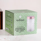 Diamond Embossed Storage Glass Jars With Lids Set Of 4 1000ml Nestasia