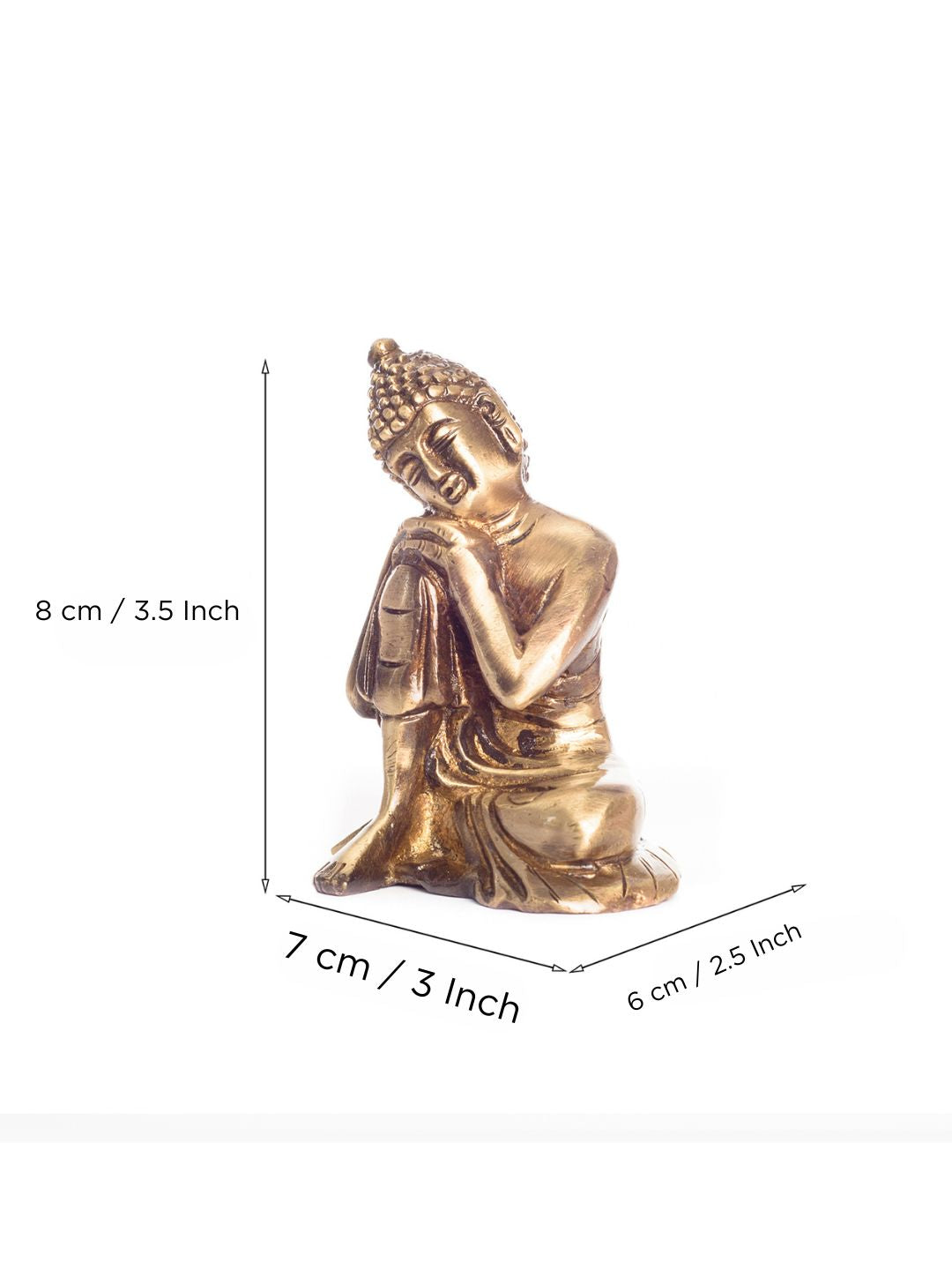 Golden Brass Buddha Resting On Knee Statue Kafalo