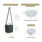 Premium Large Lunch Bag Lunch Box Set Dark Green Nestasia