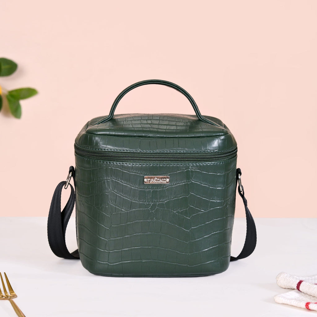 Premium Large Lunch Bag Lunch Box Set Dark Green Nestasia