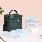 Premium Large Lunch Bag Lunch Box Set Dark Green Nestasia