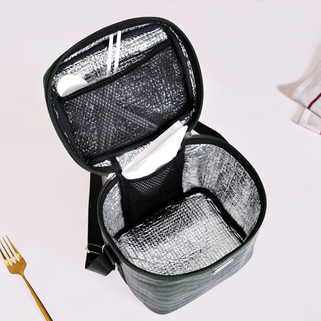 Premium Large Lunch Bag Lunch Box Set Dark Green Nestasia