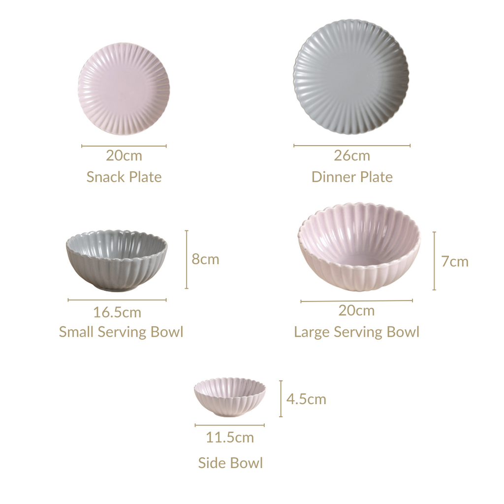 Grey Lavender 22 Piece Daily Dinner Set For 6 Nestasia