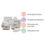 Printed Square Plates 24 Piece Dinner Set For 6 Nestasia