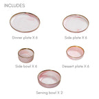 Pink Marble 26 Piece Dinnerware For 6 Nestasia