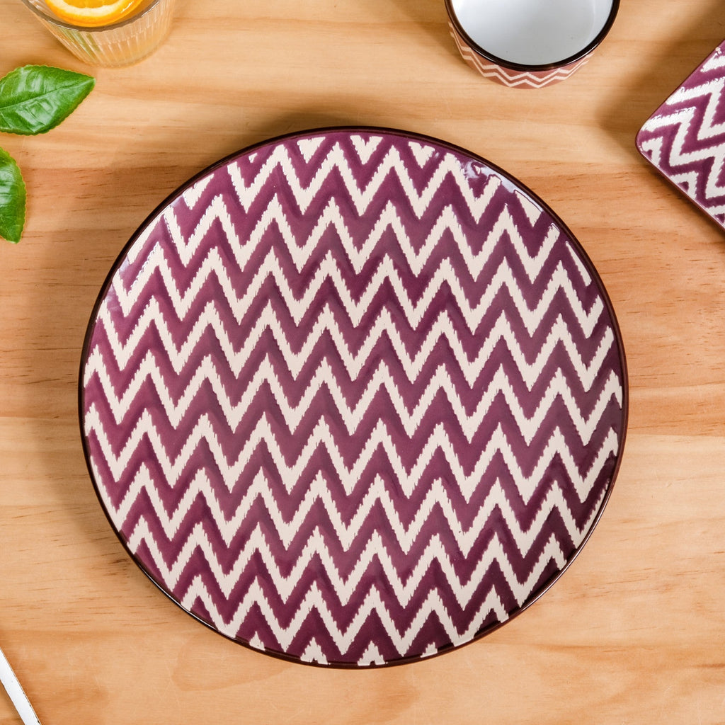 Oscilla Ceramic Dinner Plate Set of 4 Purple 11 Inch Nestasia