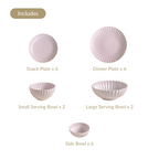 Lilac Scalloped 22 Piece Dinner Set For 6 Nestasia