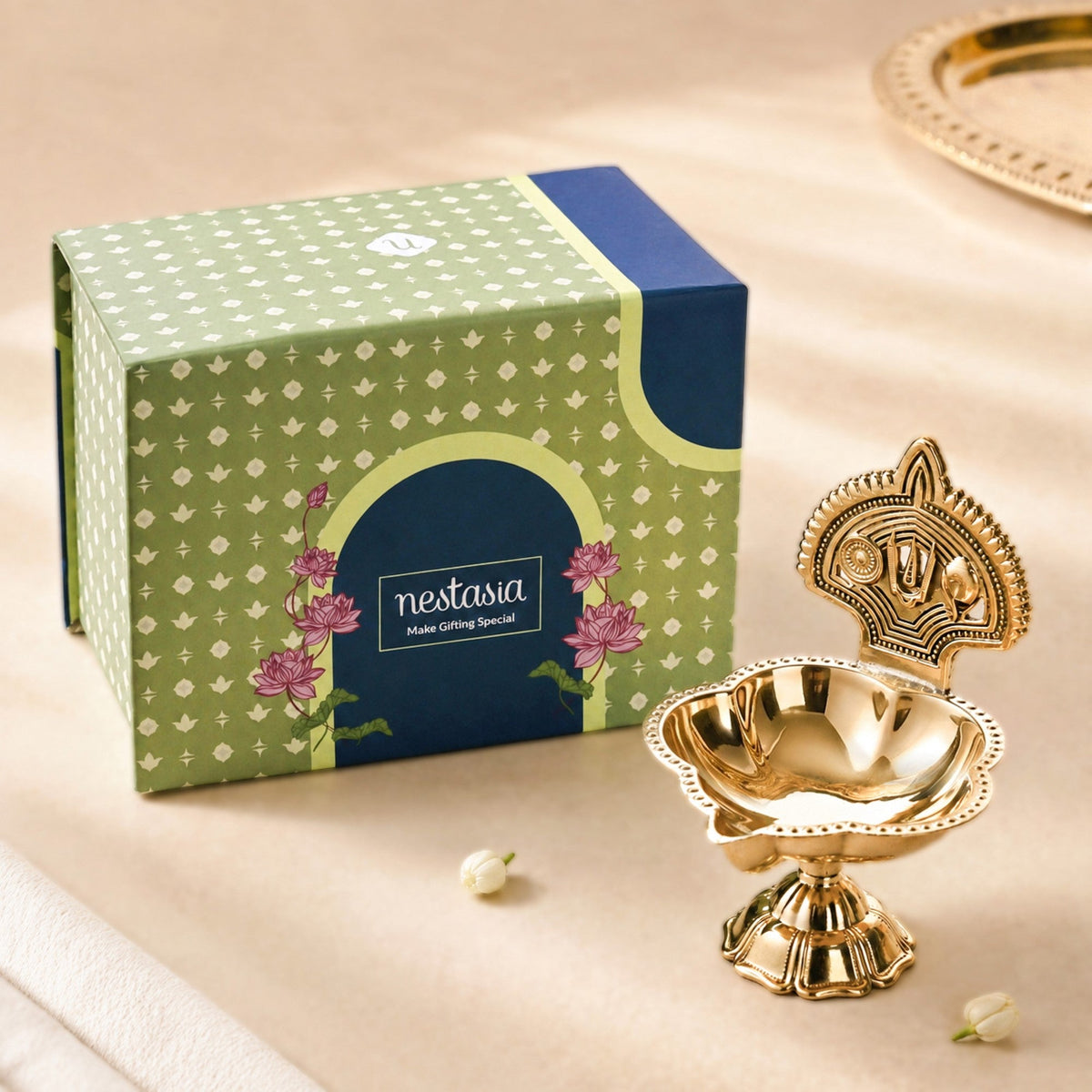 Divya Balaji Pure Brass Diya In Gift Box Nestasia