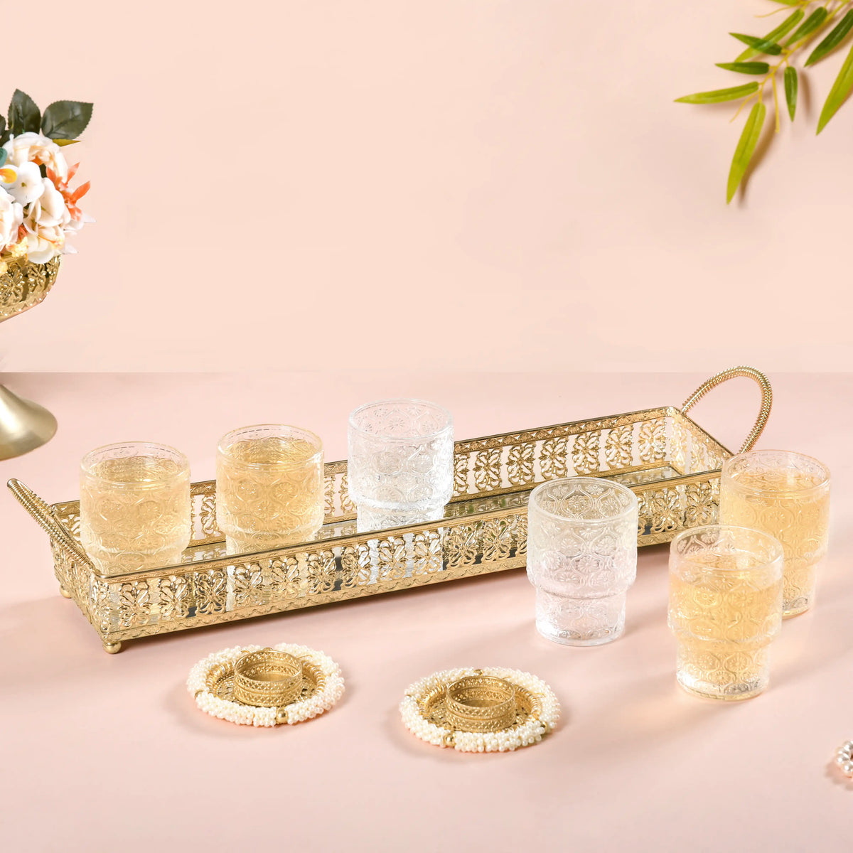 Festive Tray And Glass Set Gift Hamper Nestasia