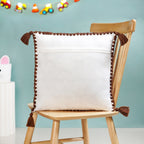 Dog Embroidered Cotton Cushion Cover With Tassels 42x42cm Nestasia