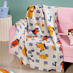 Dog Park Knitted Cotton Throw Blanket For Kids 155x132cm Nestasia