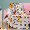 Dog Park Knitted Cotton Throw Blanket For Kids 155x132cm Nestasia