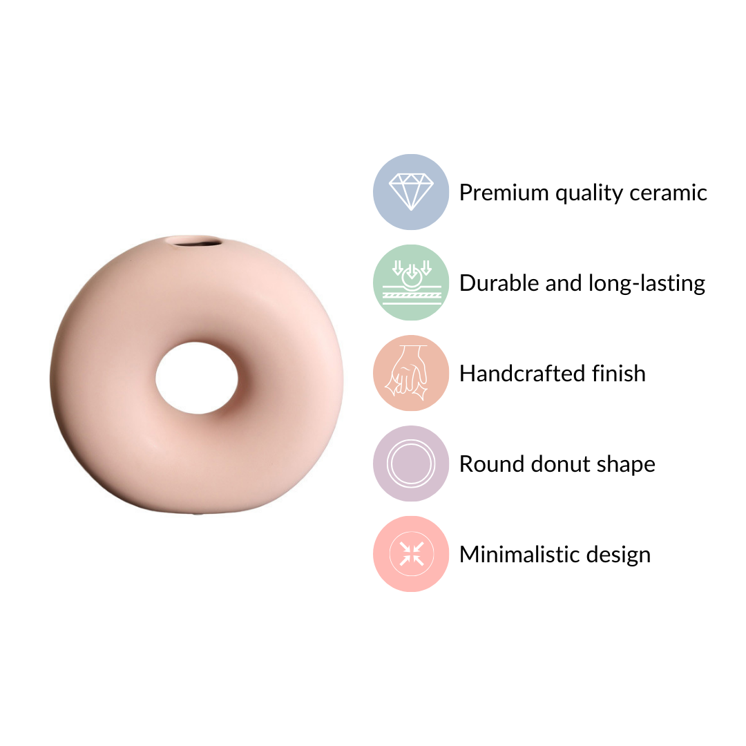 Round Donut Ceramic Vase Pink Nestasia