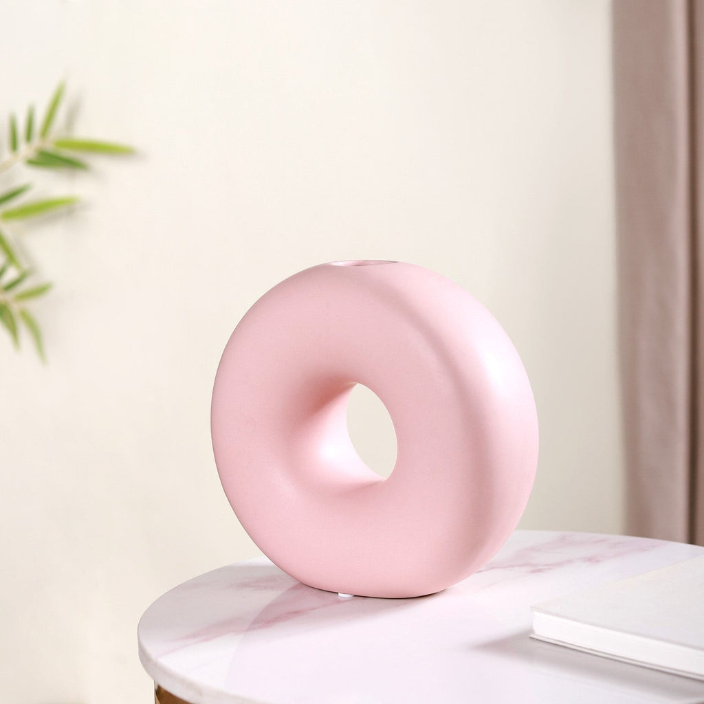 Round Donut Ceramic Vase Pink Nestasia