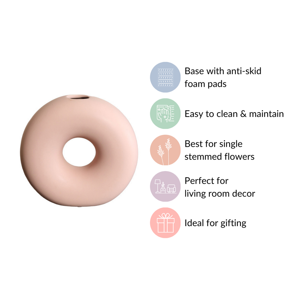 Round Donut Ceramic Vase Pink Nestasia