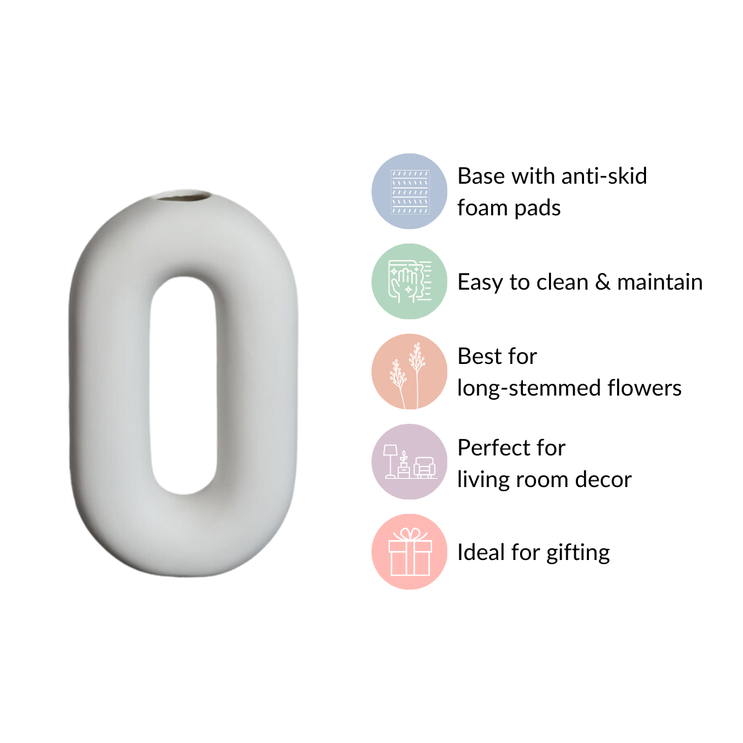 Donut Oval Ceramic Vase White Nestasia