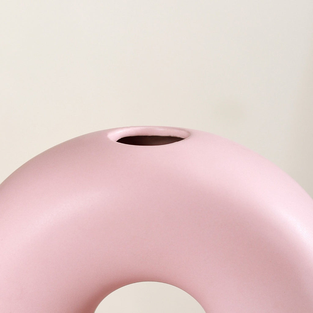 Round Donut Ceramic Vase Pink Nestasia