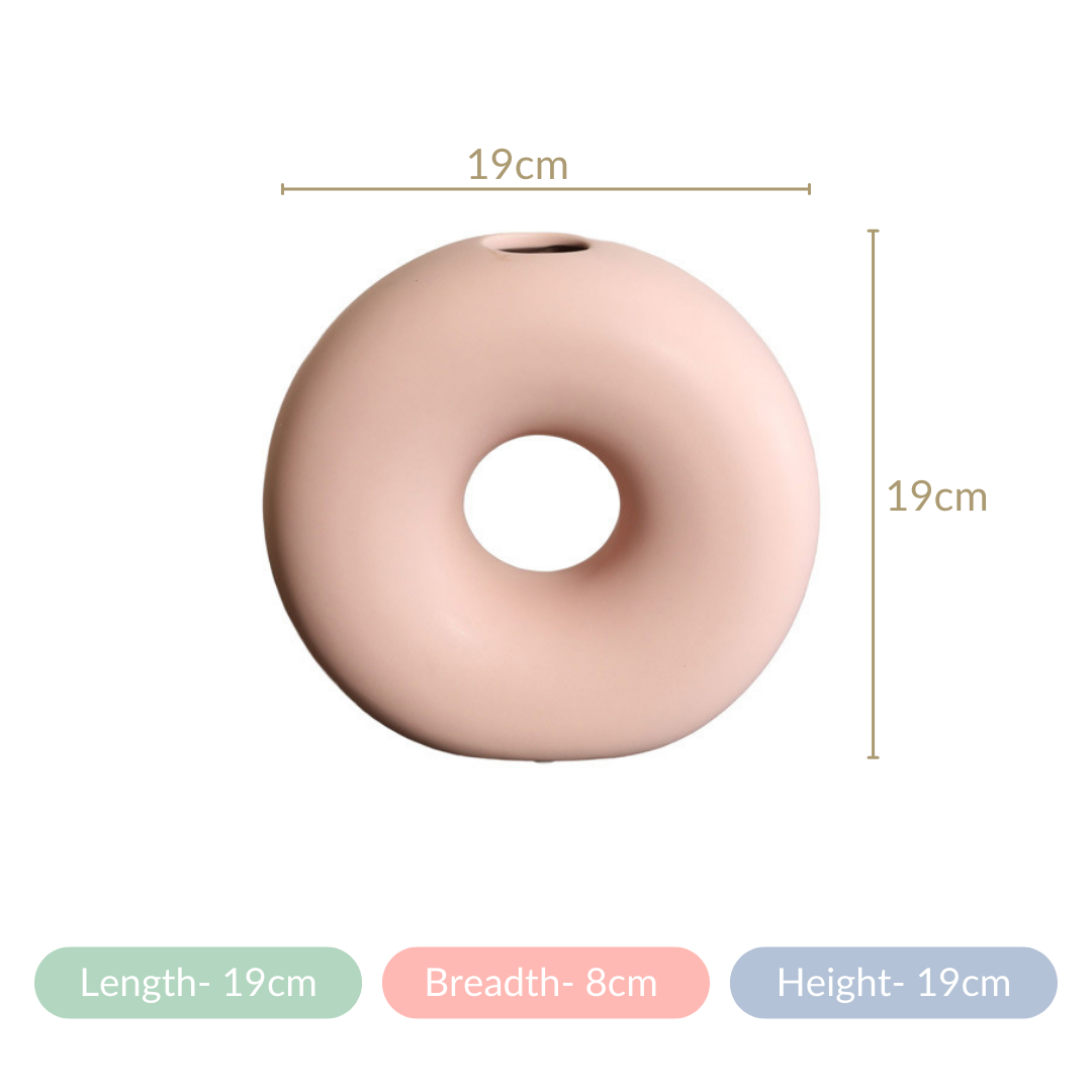 Round Donut Ceramic Vase Pink Nestasia
