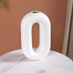 Donut Oval Ceramic Vase White Nestasia